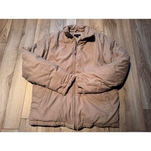 Lands End Mens Tan Goose Down Puffer Jacket Coat Medium Tall M/T 38-40 Khaki